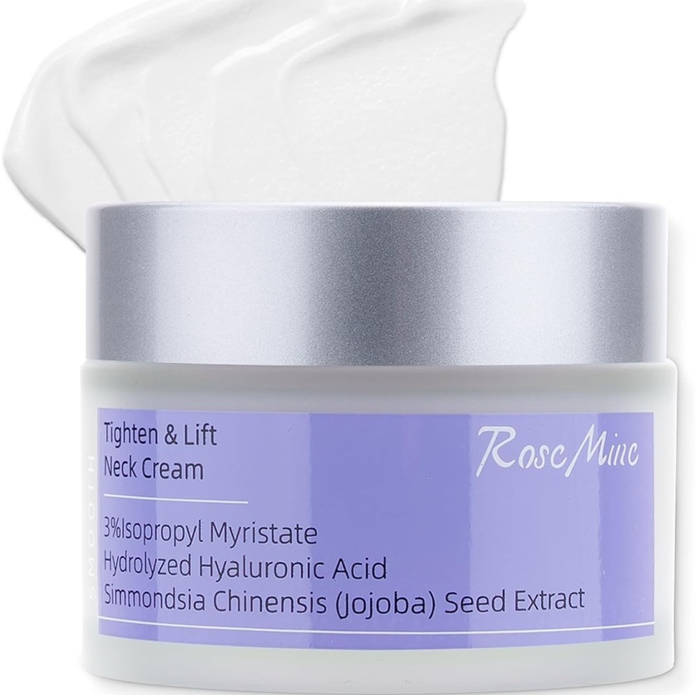 RoscMinc Neck Firming Cream, 3in1 Neck Cream with AH-8 Hyaluronic Acid & Jojoba